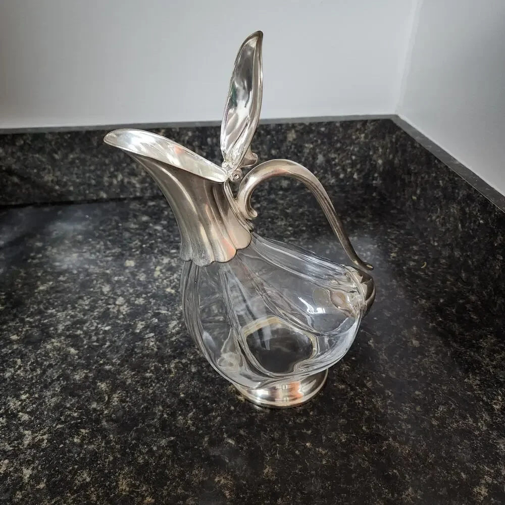 Vintage CRYSTAL AL PIOMBO duck decanter with a silver plated frame & cut glass